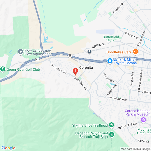America Floor Design location map: 2721 Green River Road. # 104, Corona, California
